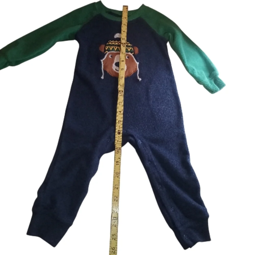 Carter's Boys Cozy Green, Blue Brown, White and Yellow Bear One Piece 18 Months!